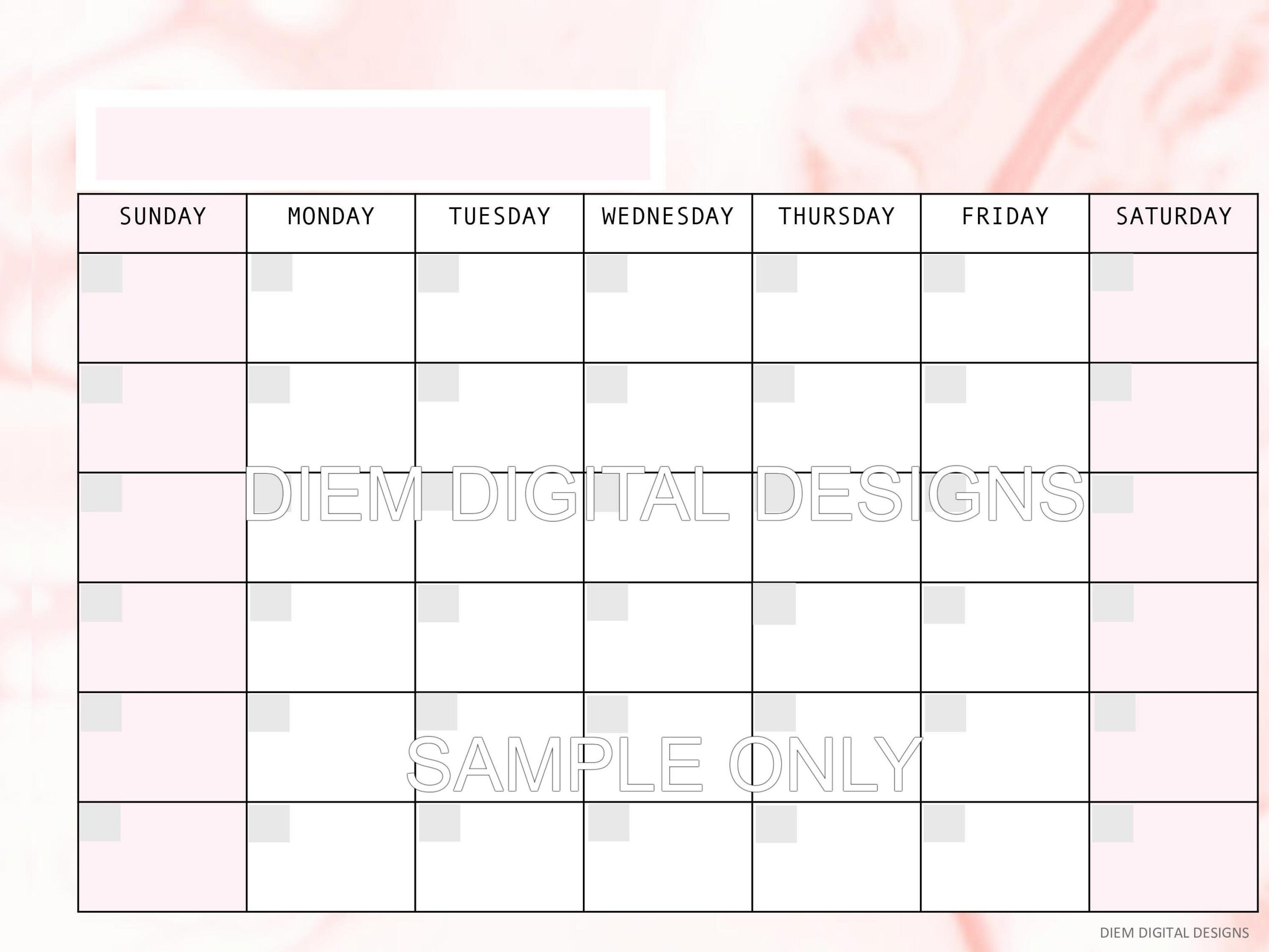 2021 Monthly Calendar / Blank Calendar / Girly Monthly