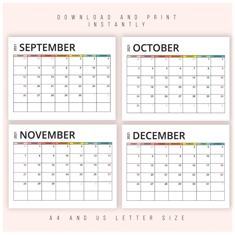 2021 Monthly Calendar Printable Calendar 2021 Pdf 2021 | Etsy