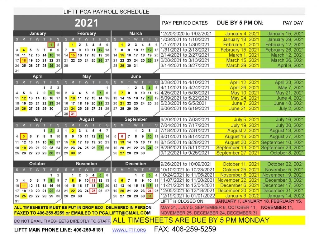 2021 Pca Pay Calendar Now Available In Full Year And