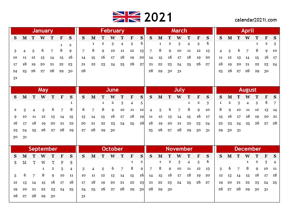 2021 Uk Pdf Calendar Printable | Calendar Printables