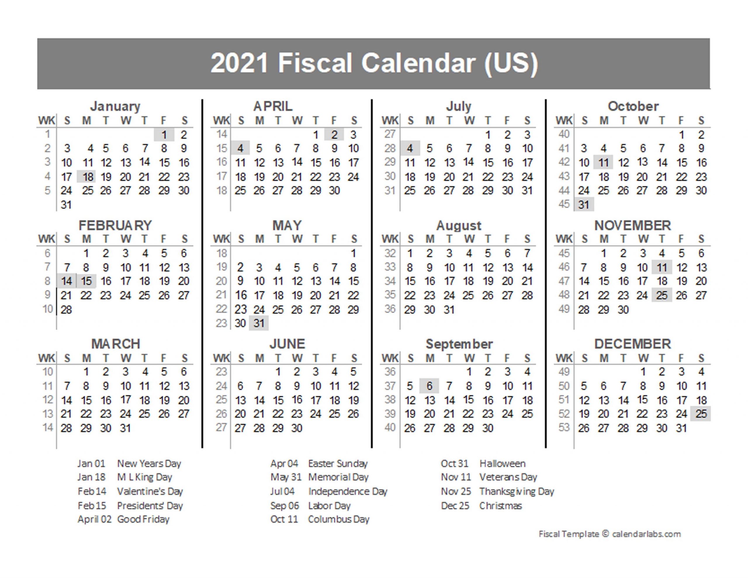 2021 Usa Fiscal Quarter Calendar - Free Printable Templates