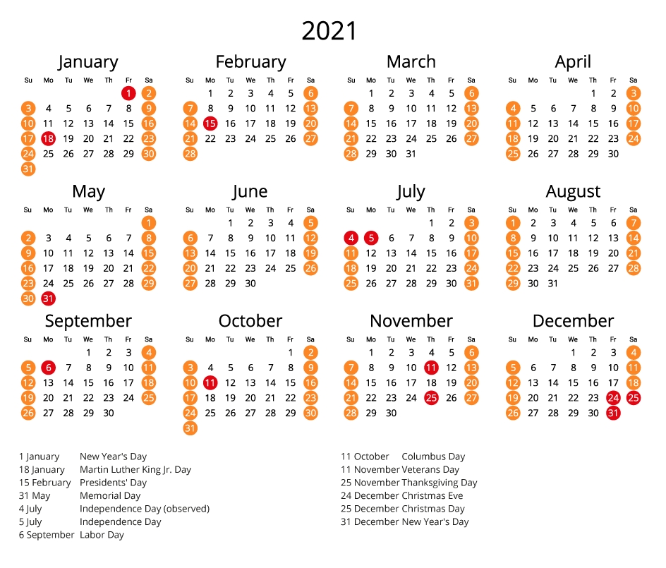 2021 Yearly Calendar - Free Download Jpg Format