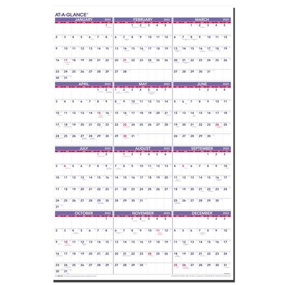 2022 At-A-Glance Pm12-28 Yearly Wall Calendar, 24 X 36