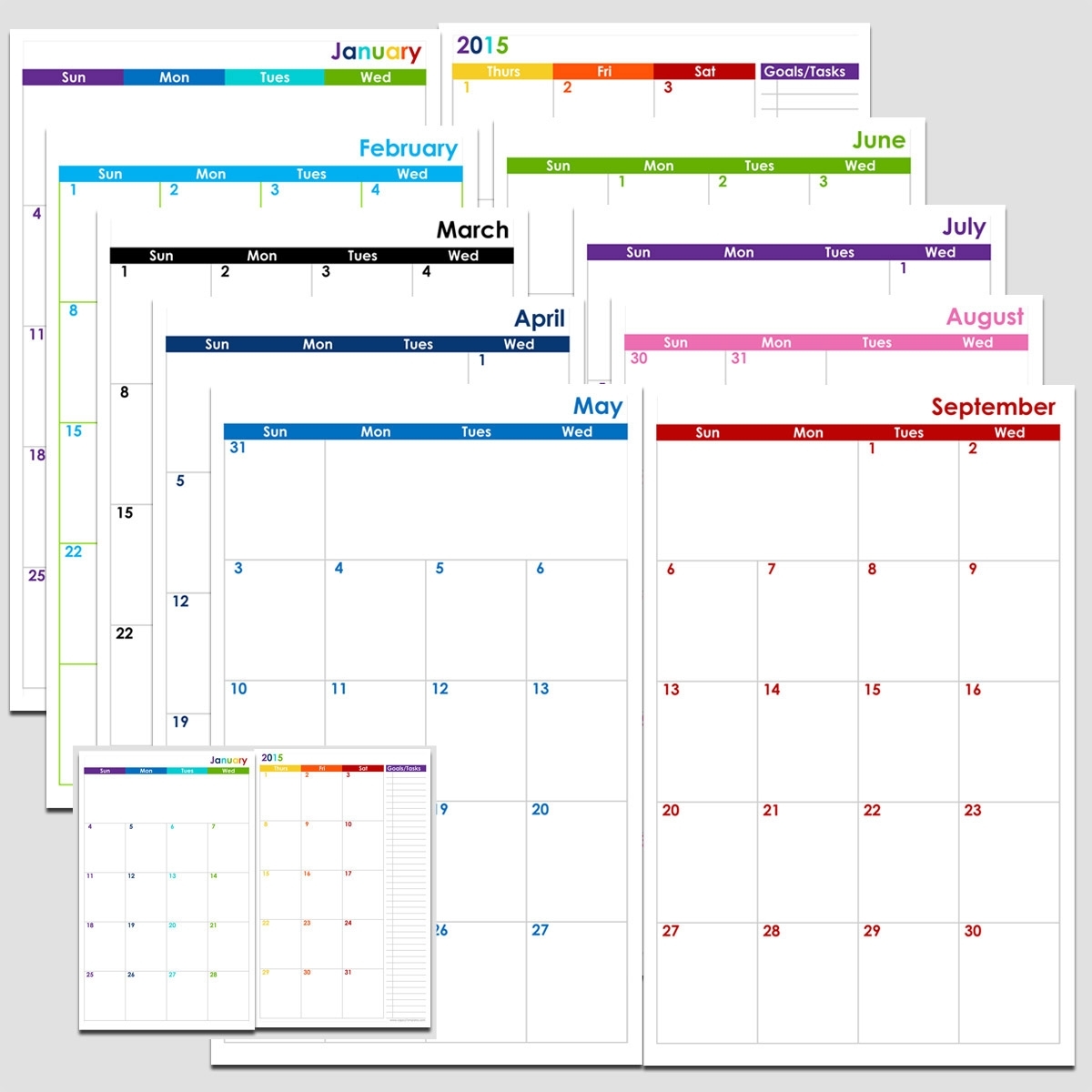24-Months 2 Page Calendar - Half Size | Legacy Templates