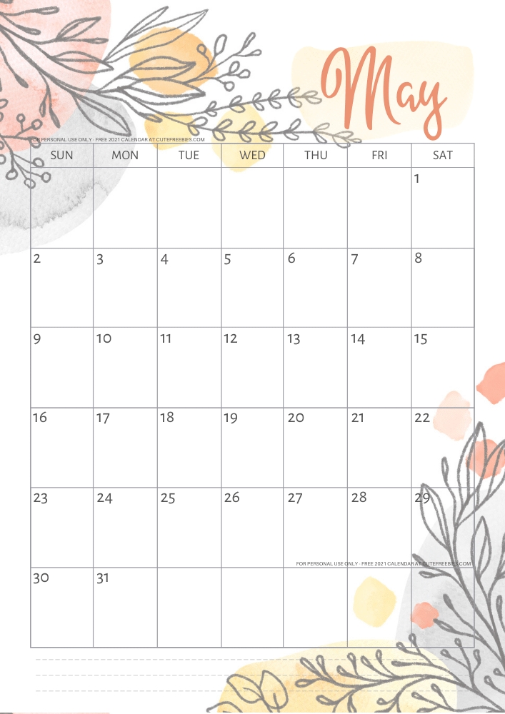 33 Printable Free May 2021 Calendars With Holidays