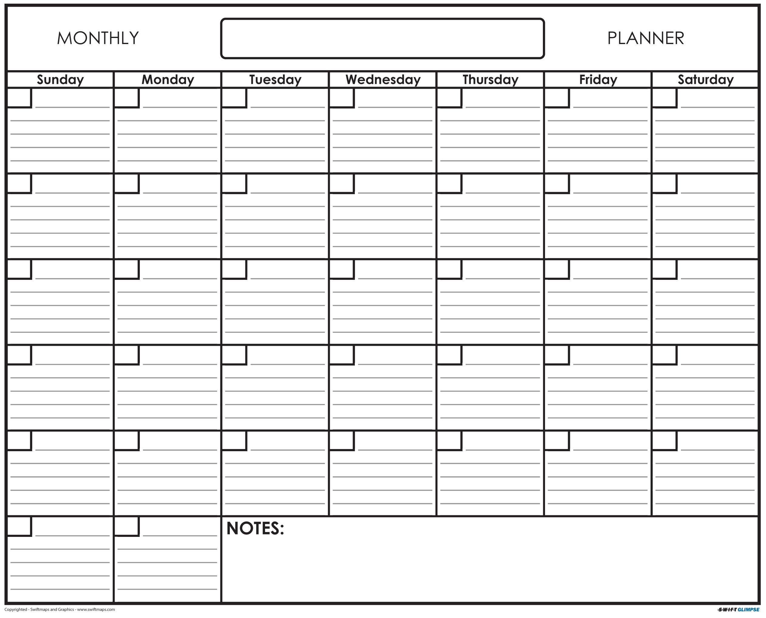 36X48 Swiftglimpse Large Blank Reusable One Month Wall