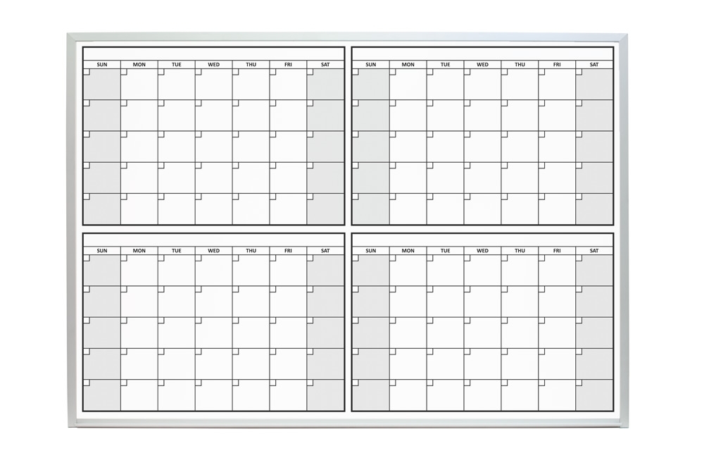 4 Month Dry Erase Calendars