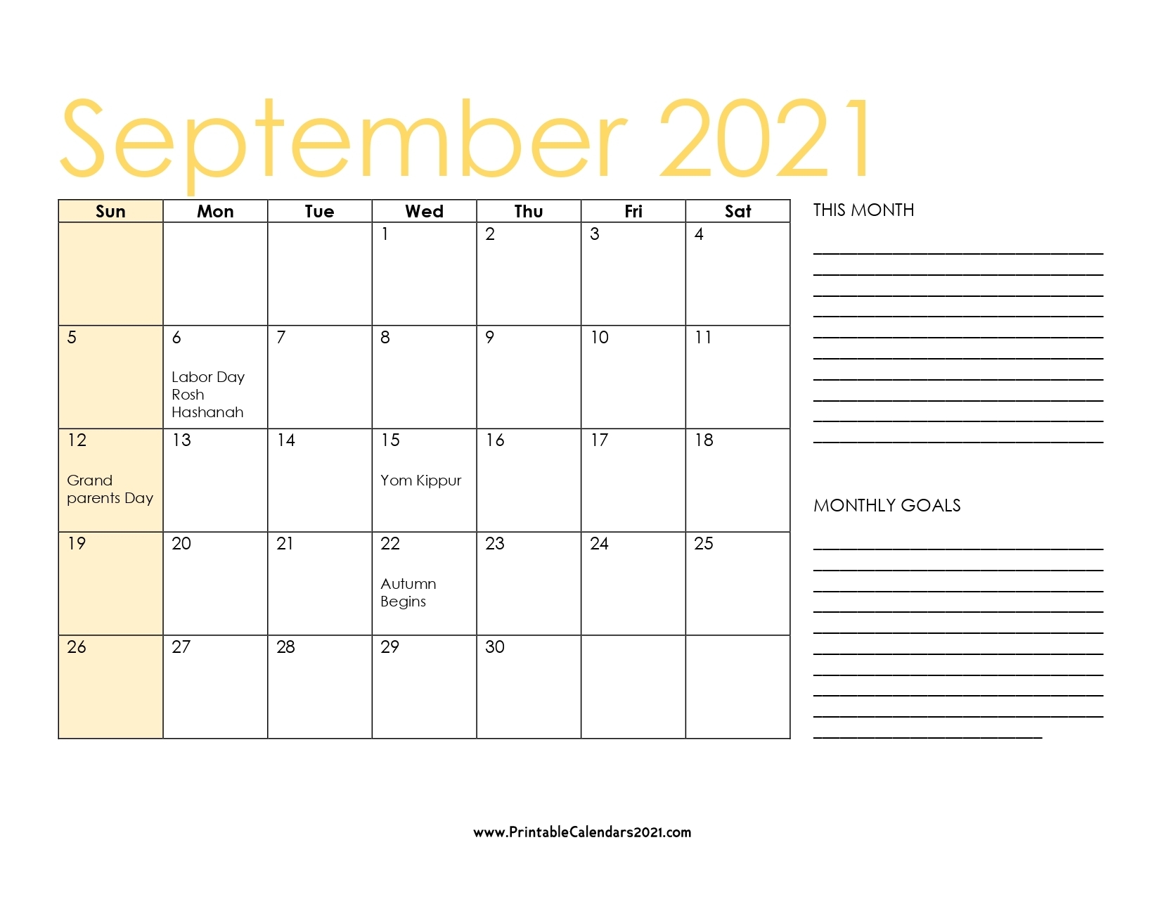 40+ September 2021 Calendar Printable, September 2021