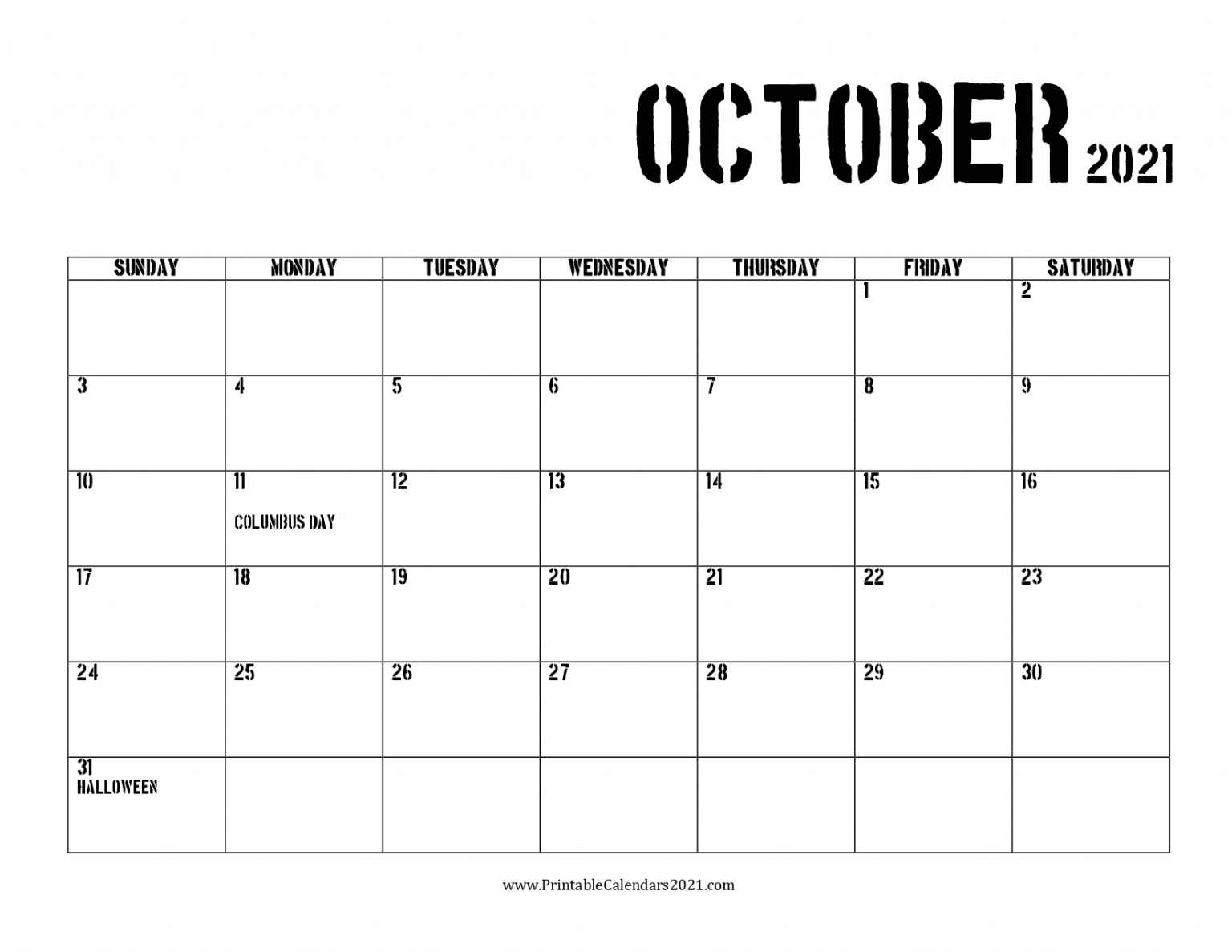 42+ October 2021 Calendar Printable, October 2021 Calendar