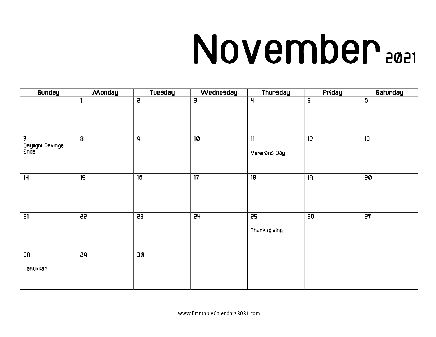 44+ November 2021 Calendar Printable, November 2021