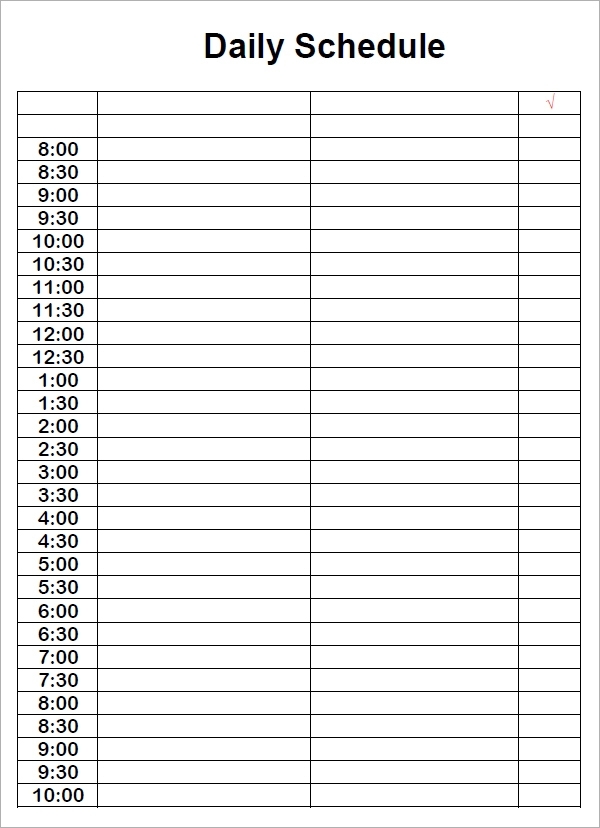 6 Best Free Printable Blank Daily Schedule - Printablee