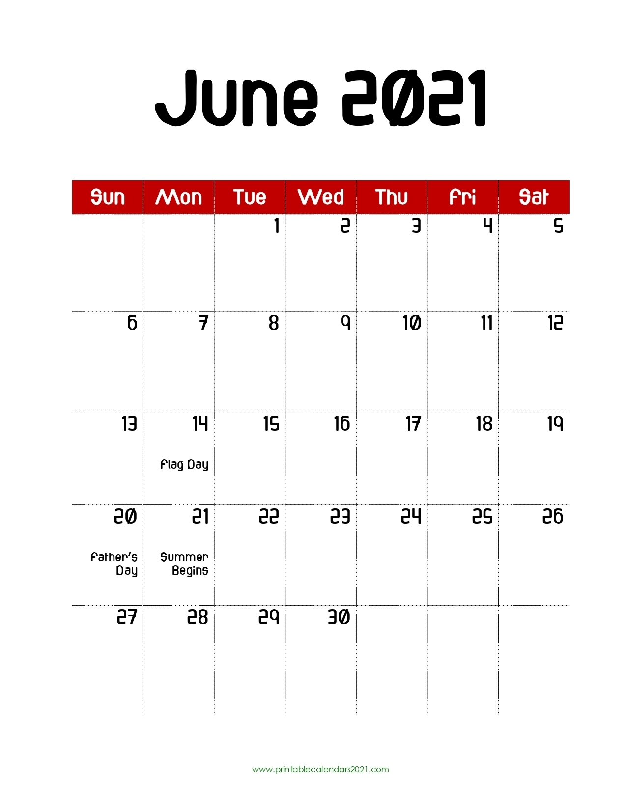 60+ Free June 2021 Calendar Printable With Holidays, Blank