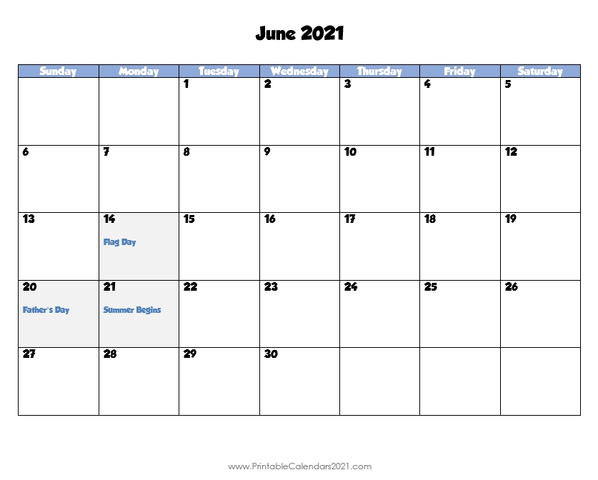 60+ Free June 2021 Calendar Printable With Holidays, Blank