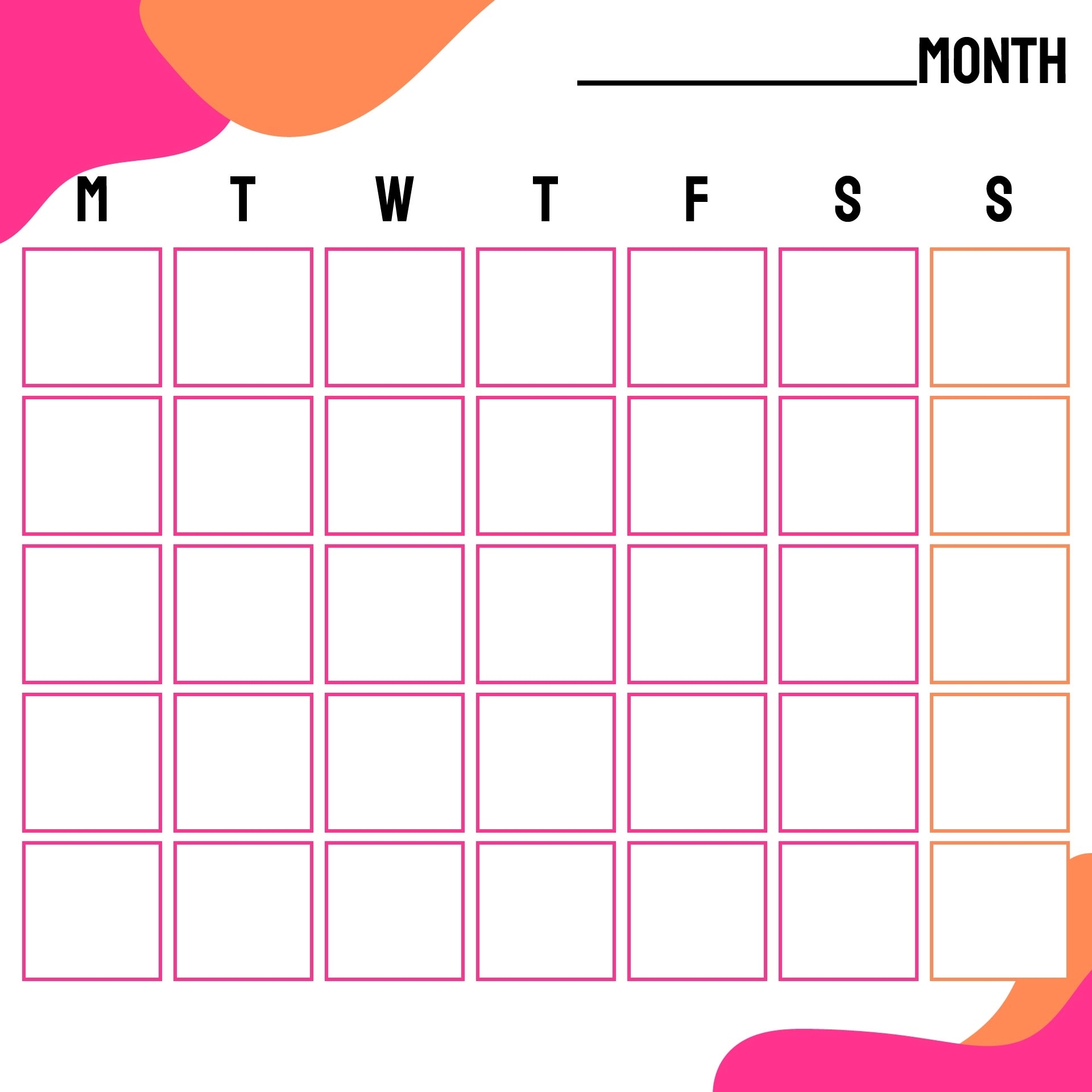 7 Best Kindergarten Monthly Calendar Printable