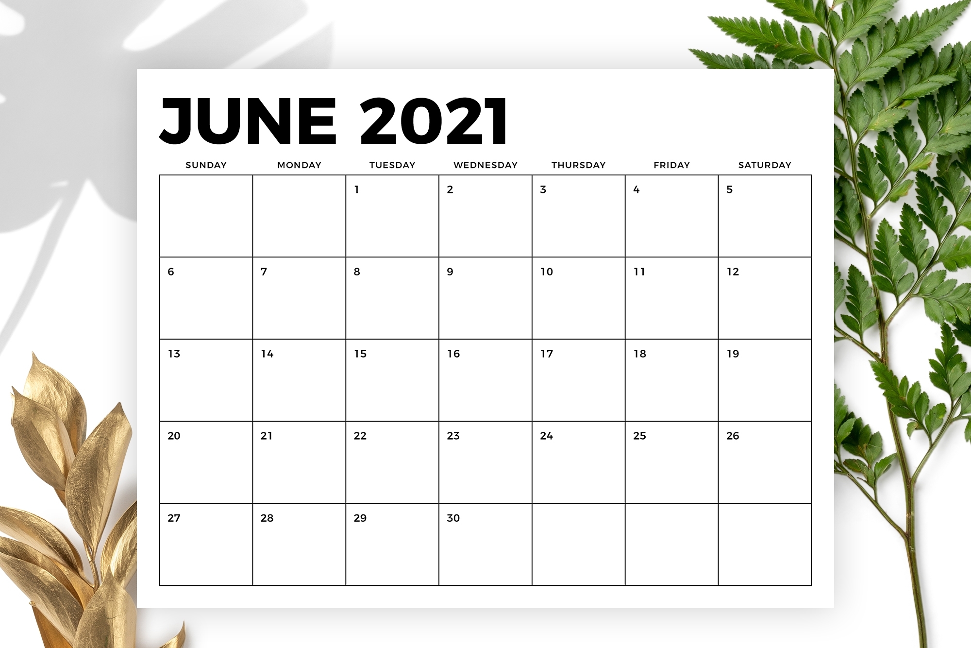 8.5 X 11 Inch Bold 2021 Calendar