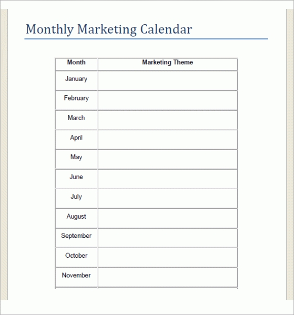 8+ Sample Marketing Calendars | Sample Templates