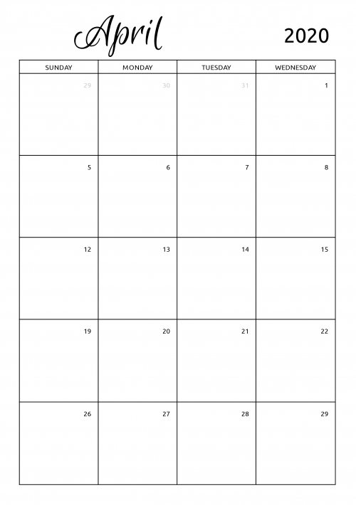 A5 Blank Monthly Calendar