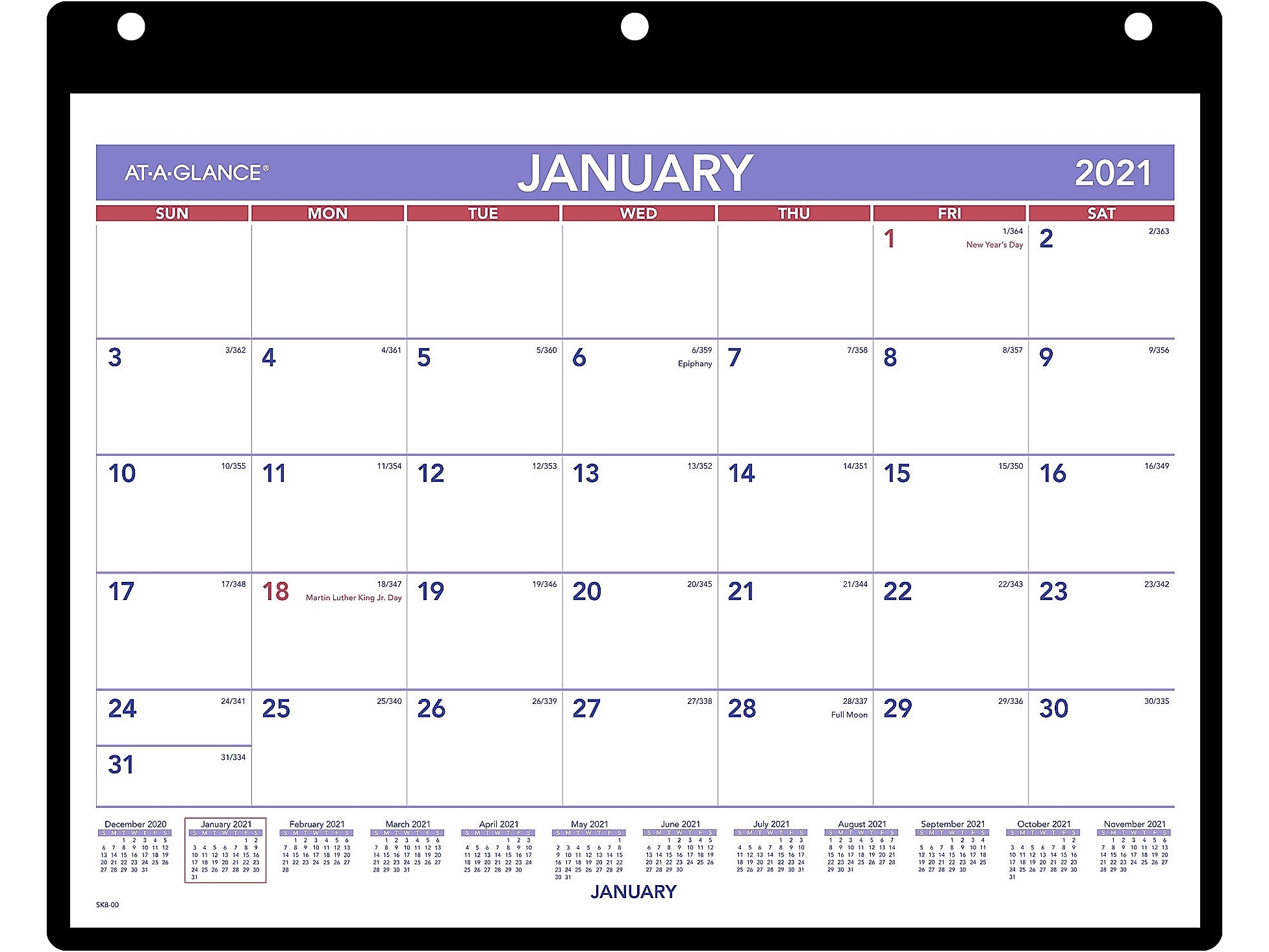 At-A-Glance 2021 8.25 X 11 Desk Or Wall Calendar, White