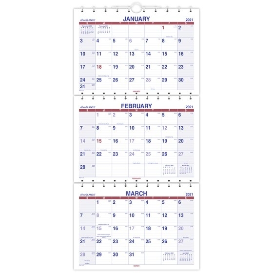 At-A-Glance 2021 Move-A-Page Three Month Wall Calendar