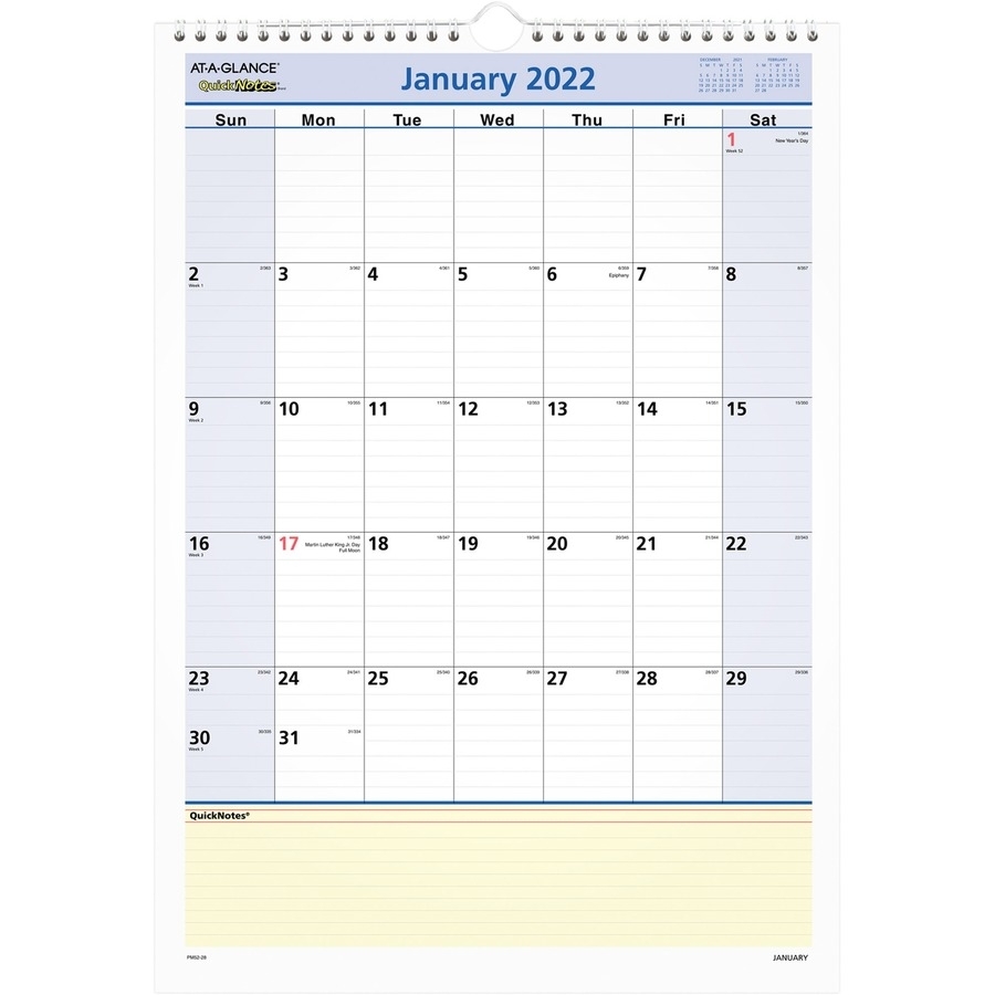 At-A-Glance Quicknotes Monthly Wall Calendar - Julian