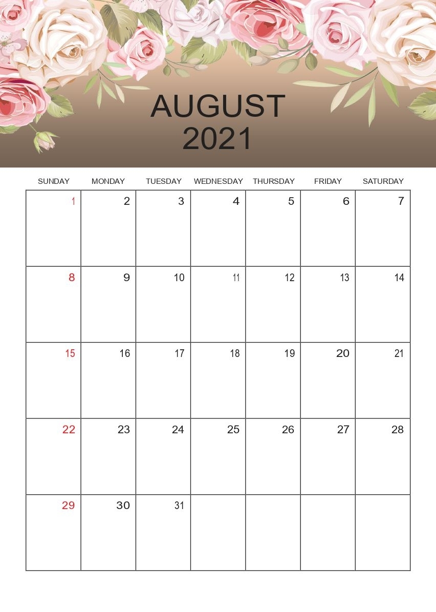 August 2021 Calendar Printable Pdf Templates For Free Download