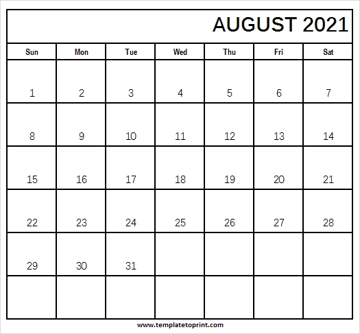 August Calendar 2021 Editable - 2021 Printable Calendar