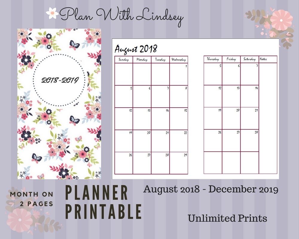 B6 B6 Slim A5 And Cahier 2018-2019 Yearly Printable