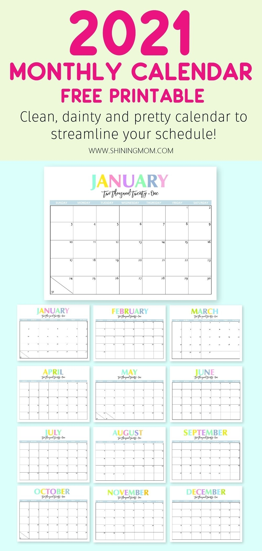 Beautiful Printable Calendar 2021 | 2021 Calendar