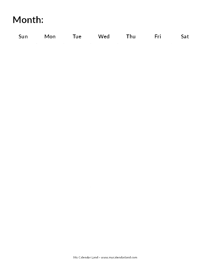 Blank-Calendar-6-Weeks-Portrait-C #Calendars #Calendars In