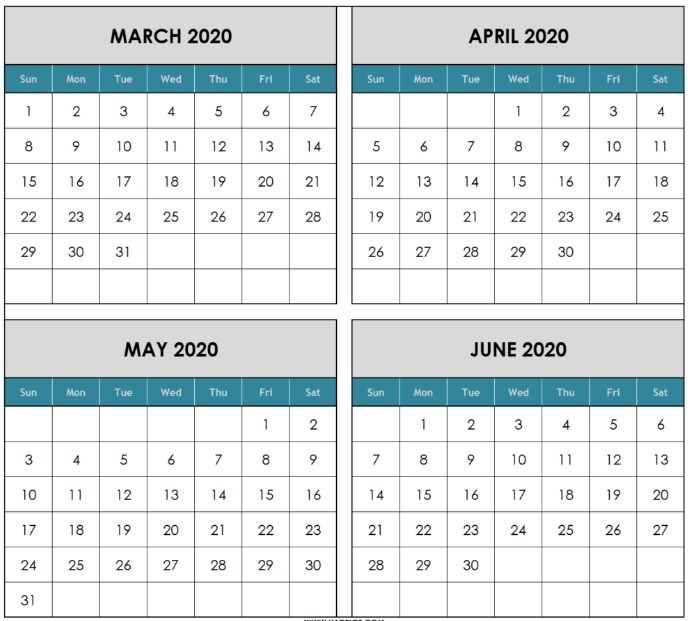 Blank Calendar March April May 2020 | Calendar March, June