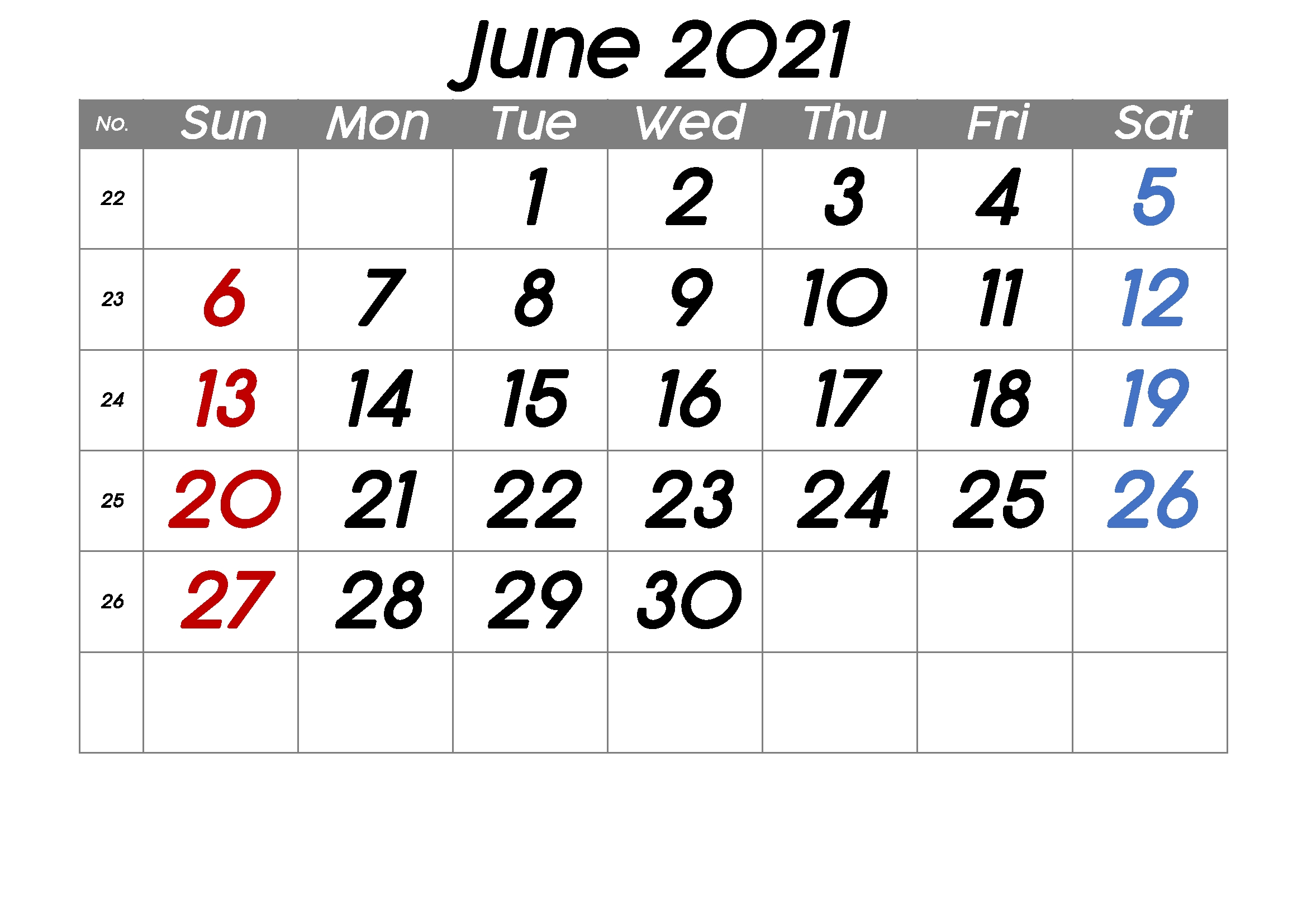 Blank June 2021 Calendar Make Schedule - Thecalendarpedia