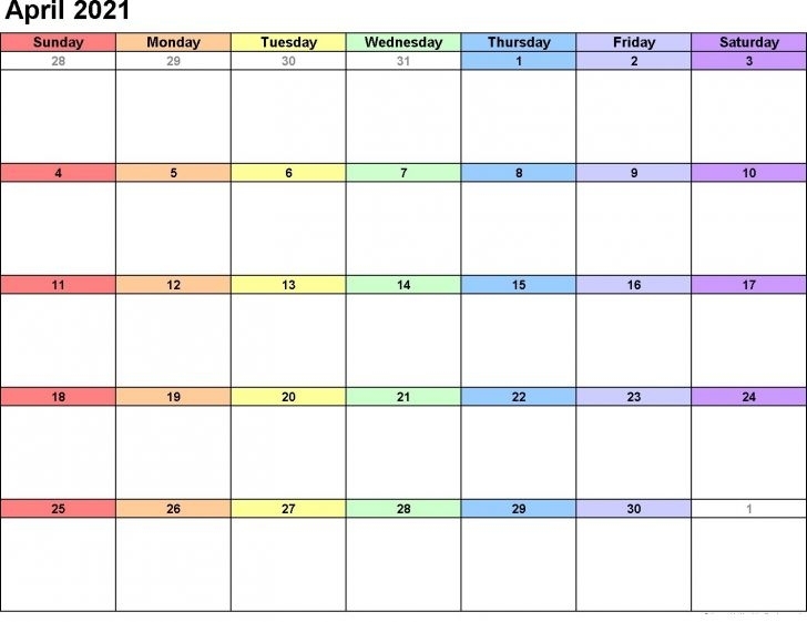 Blank Monthly Calendar Pdf 2021 Various Months | Free