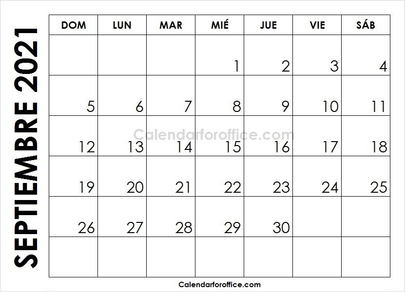Blank September 2021 Calendar Spanish Printable Template