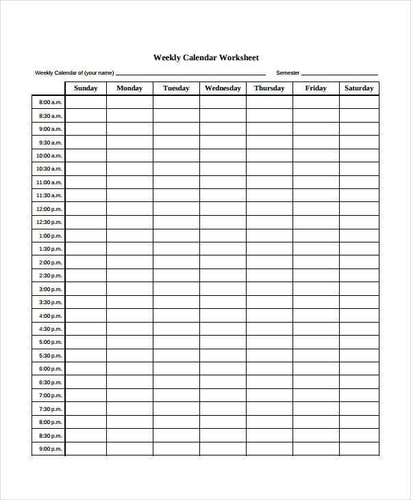 Blank Weekly Calendar - 12+ Free Pdf, Word Documents