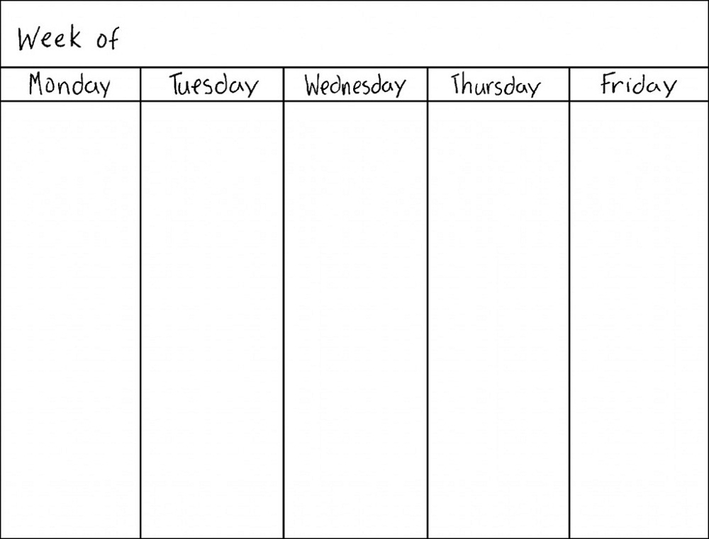 Blank Weekly Calendars Printable | Activity Shelter
