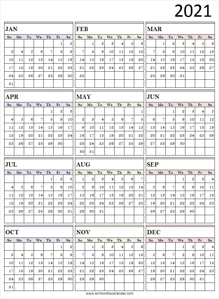 Calendar 2021 Excel Template - 2021 Calendar All Months