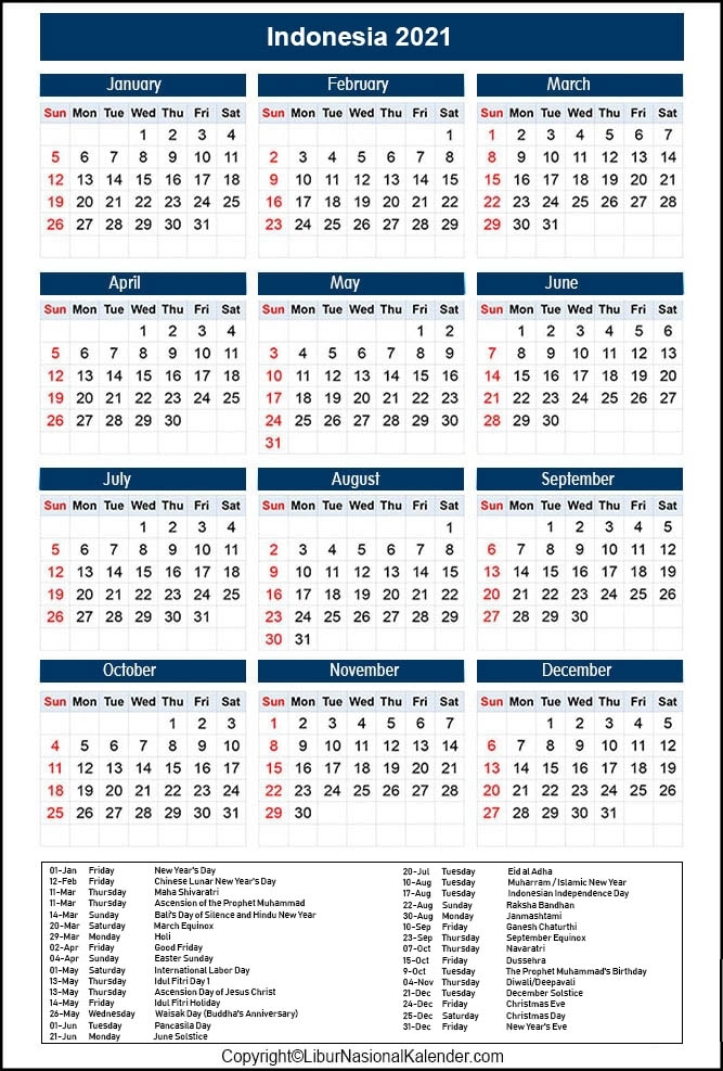 Calendar 2021 Indonesia | Public Holidays 2021