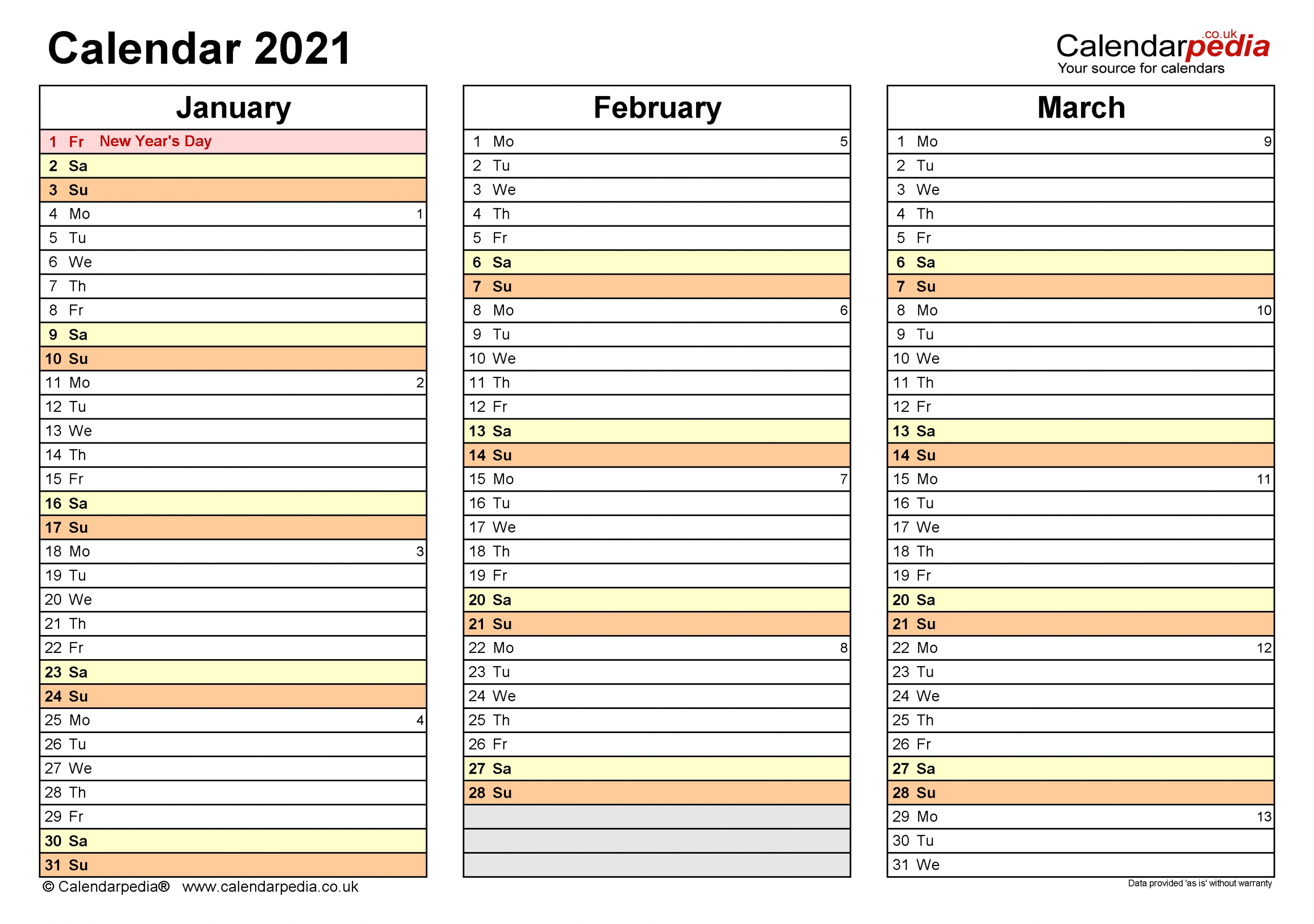 Calendar 2021 (Uk) - Free Printable Microsoft Word Templates