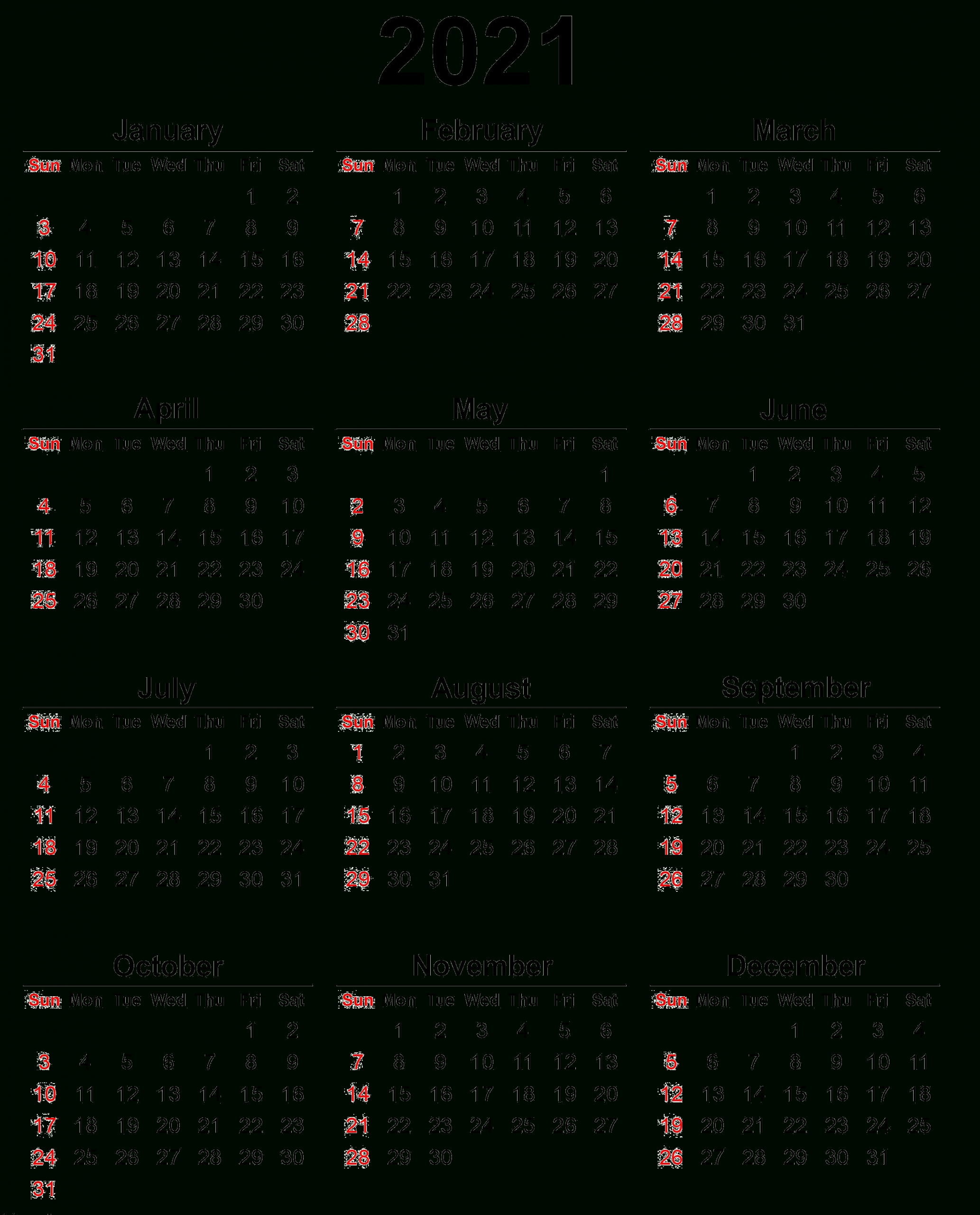 Calendar 2021 Year Png