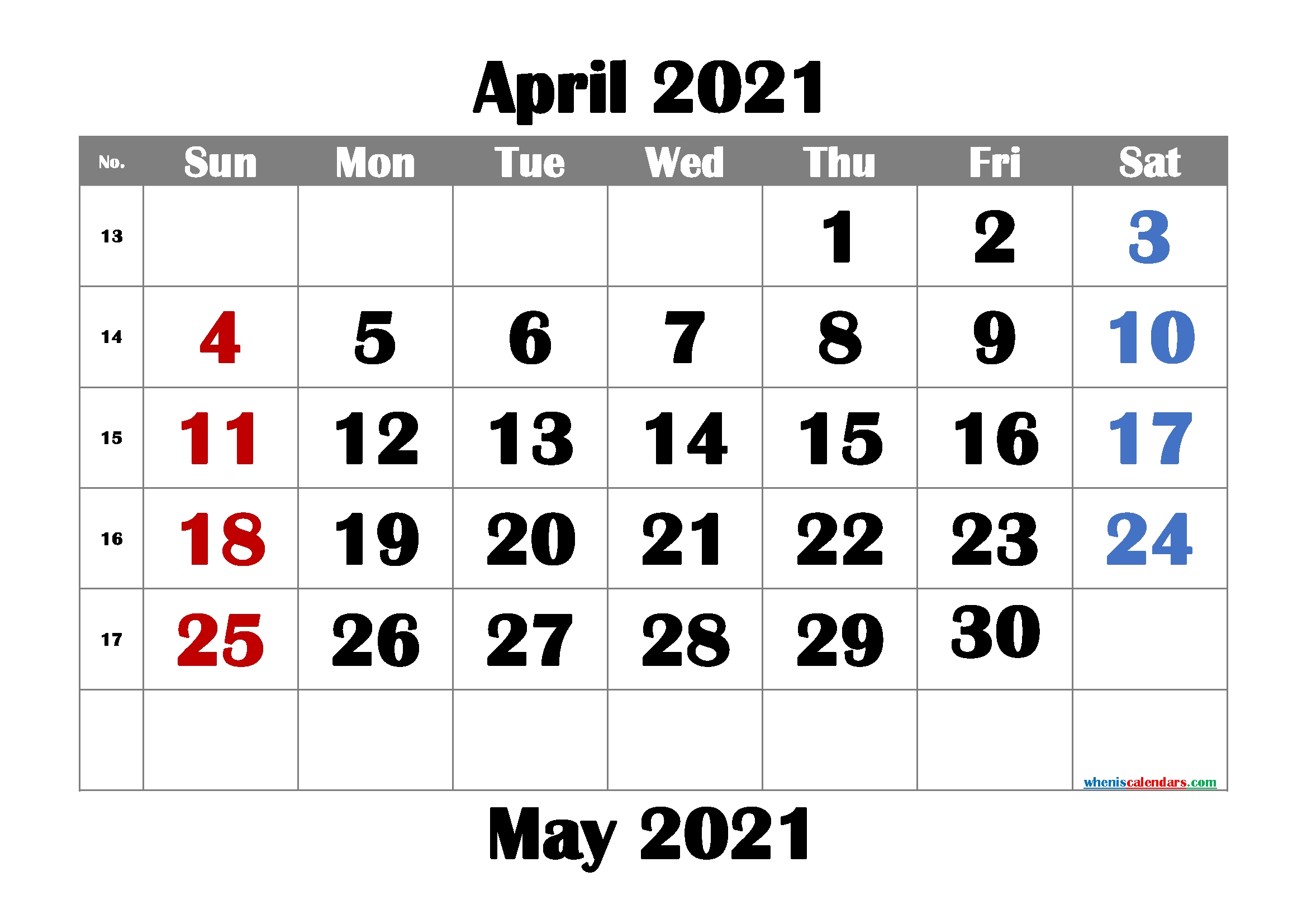 Calendar April 2021 Free Printable | Template M21Britannic1
