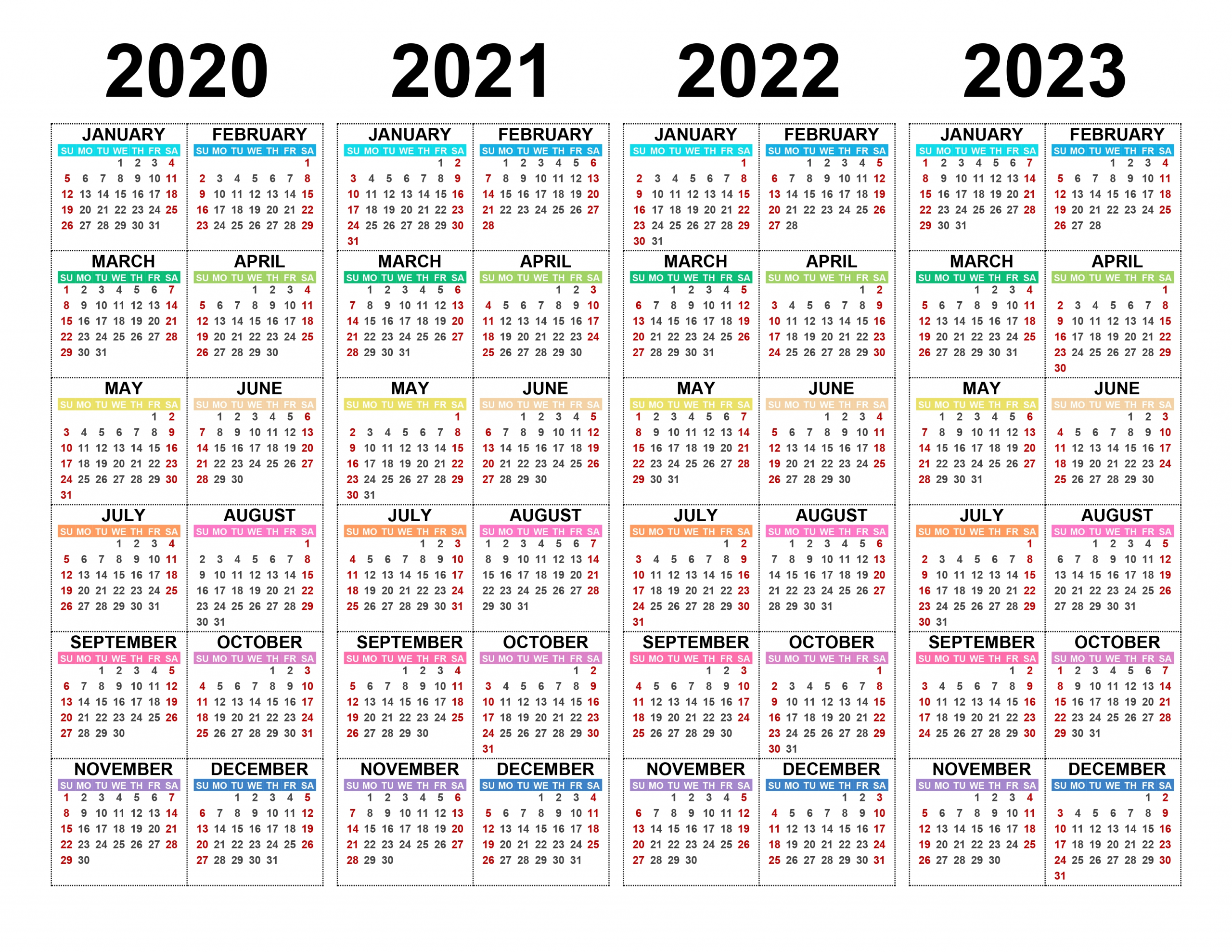Calendar For 2020, 2021, 2022, 2023 - Free-Calendar.su