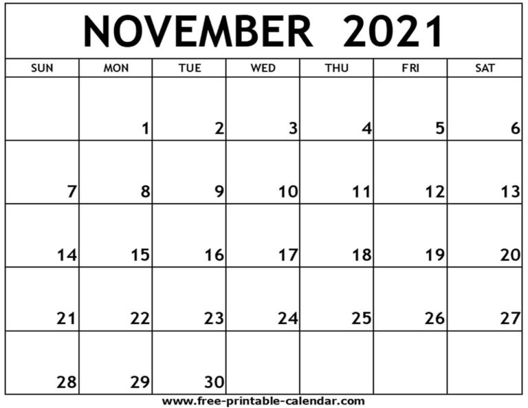 Calendar For November 2021 - 2023 Printable Calendar
