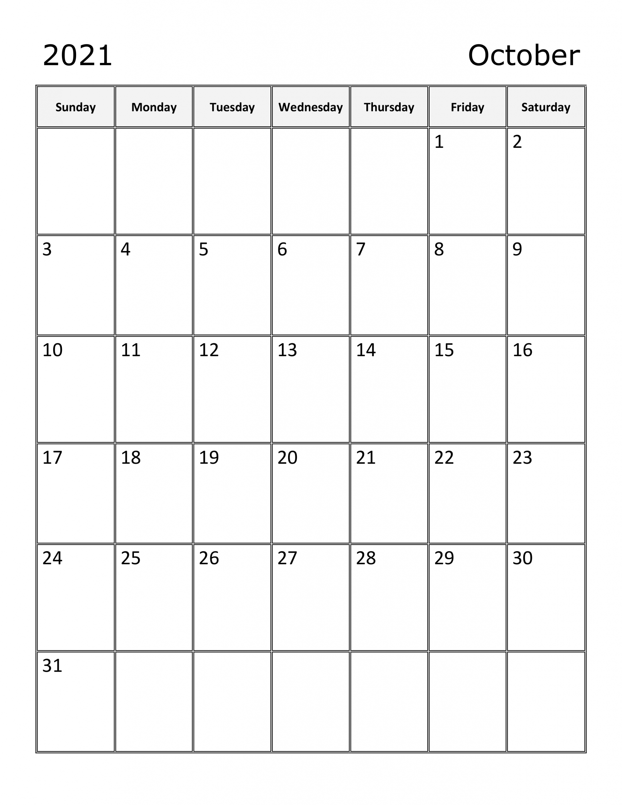 Calendar For October 2021 - Free-Calendar.su
