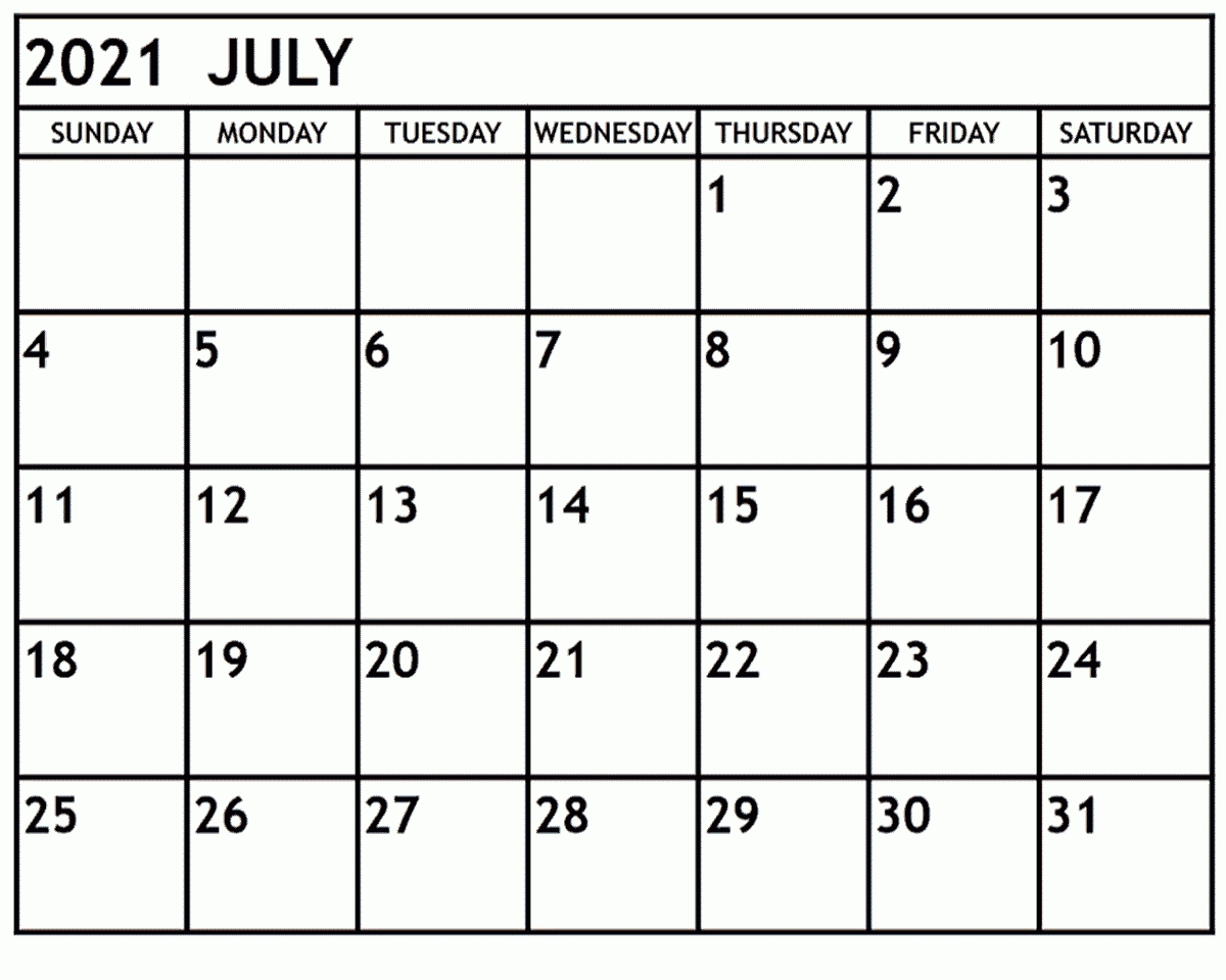 Calendar July 2021 To June 2021 Printable | 2021 Printable