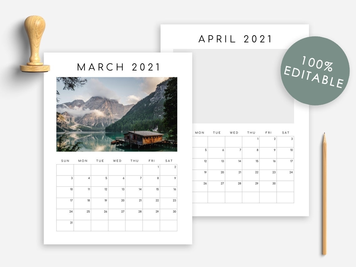 Calendar Template 2021 Google Doc 100% Editable | Etsy