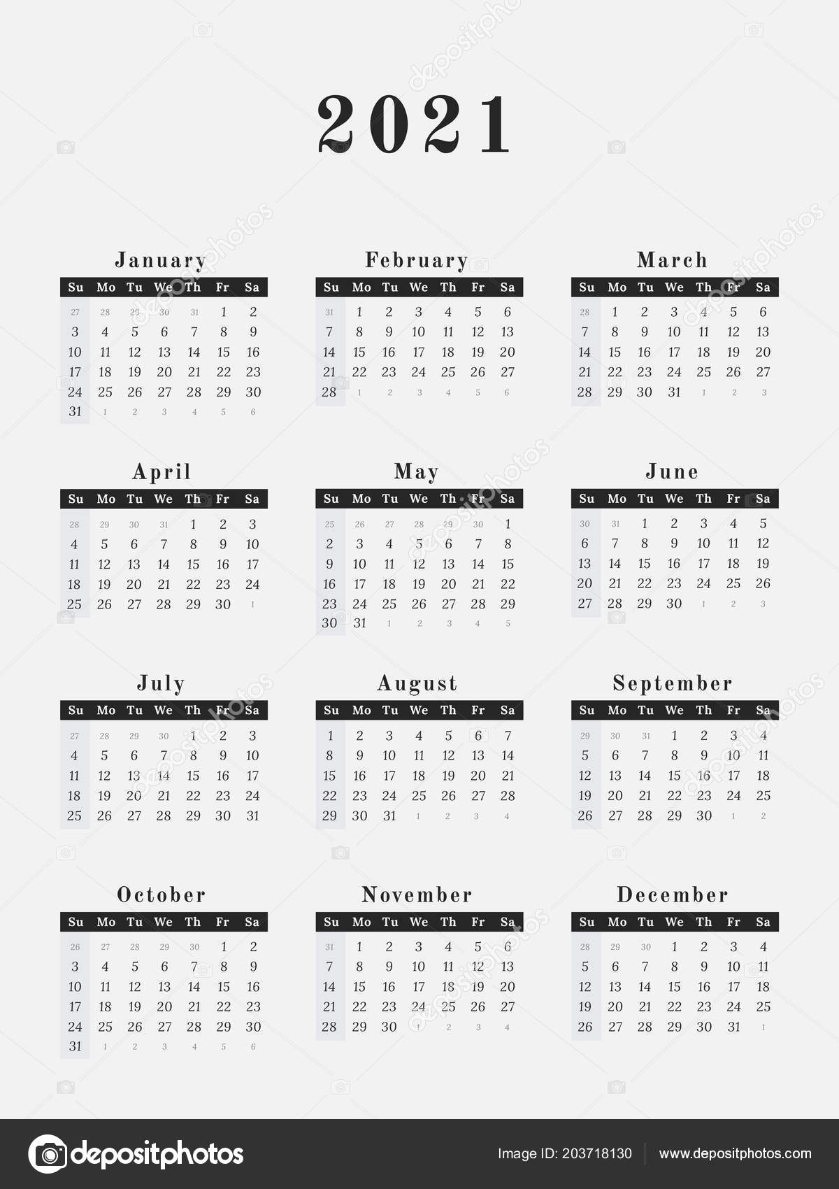 Calendar Year 2021 Vector Illustration Magazine Design