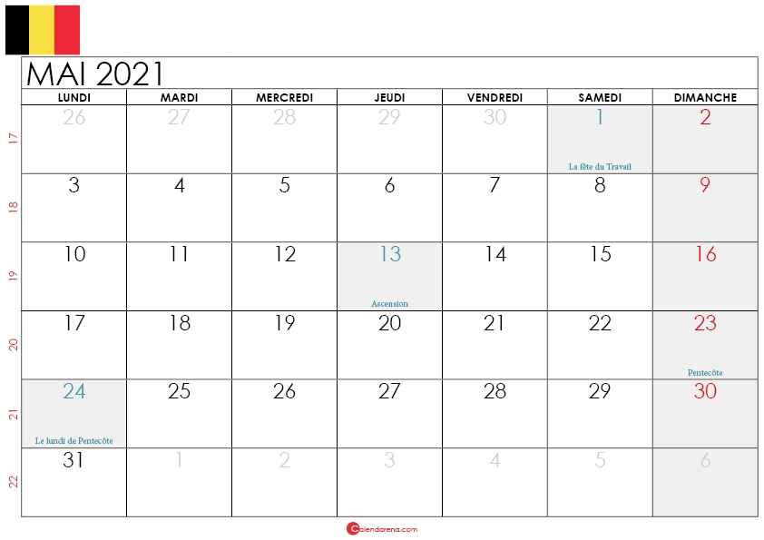 Calendrier Mai 2021 Belgique In 2021 | 2021 Calendar