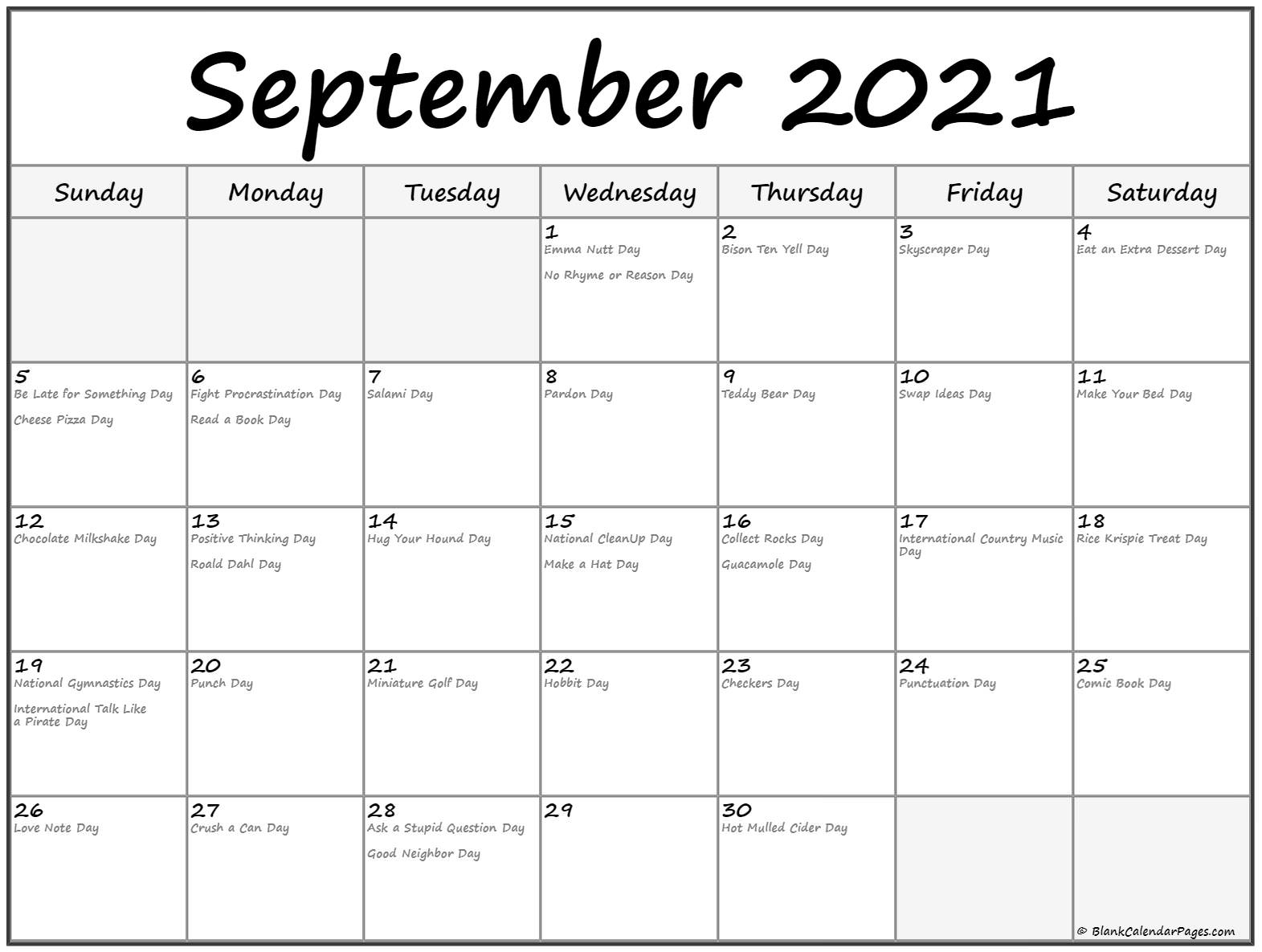 Collection Of September 2021 Calendars With Holidays