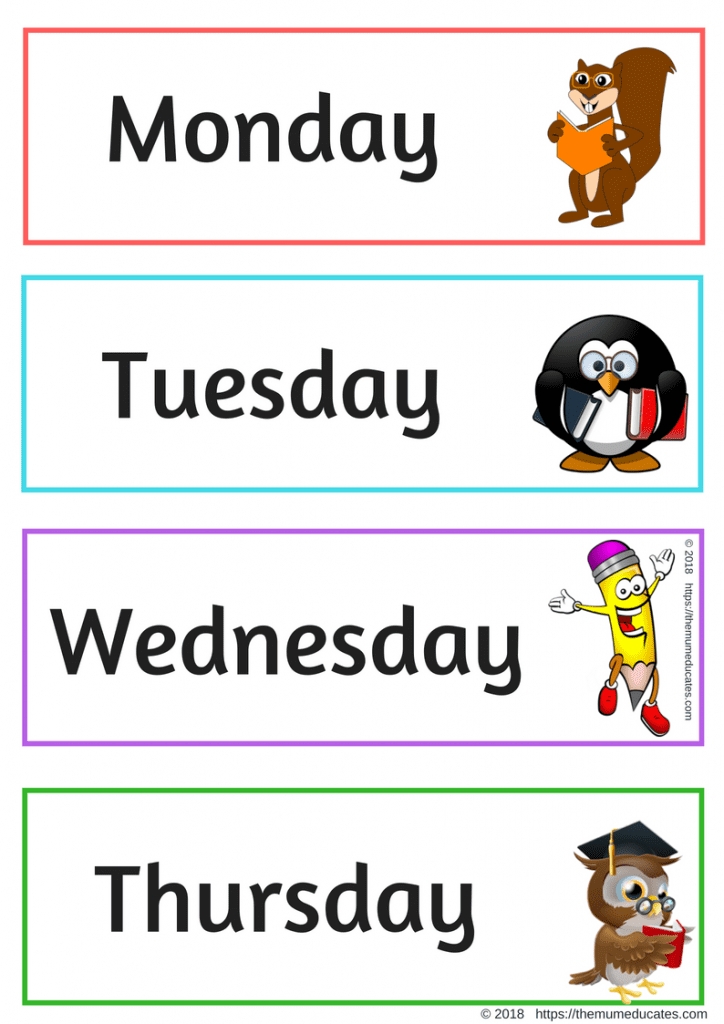 Colourful Days Of The Week Flashcards - The Mum Educates