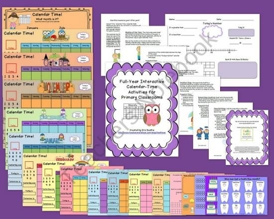Complete Year-Long Interactive Calendar Math Resource For